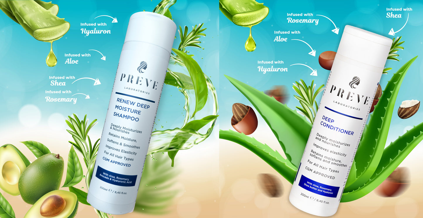 Комплект Дълбоко овлажняващи и подхранващи шампоан + балсам Preve Laboratories Renew Deep Moisture