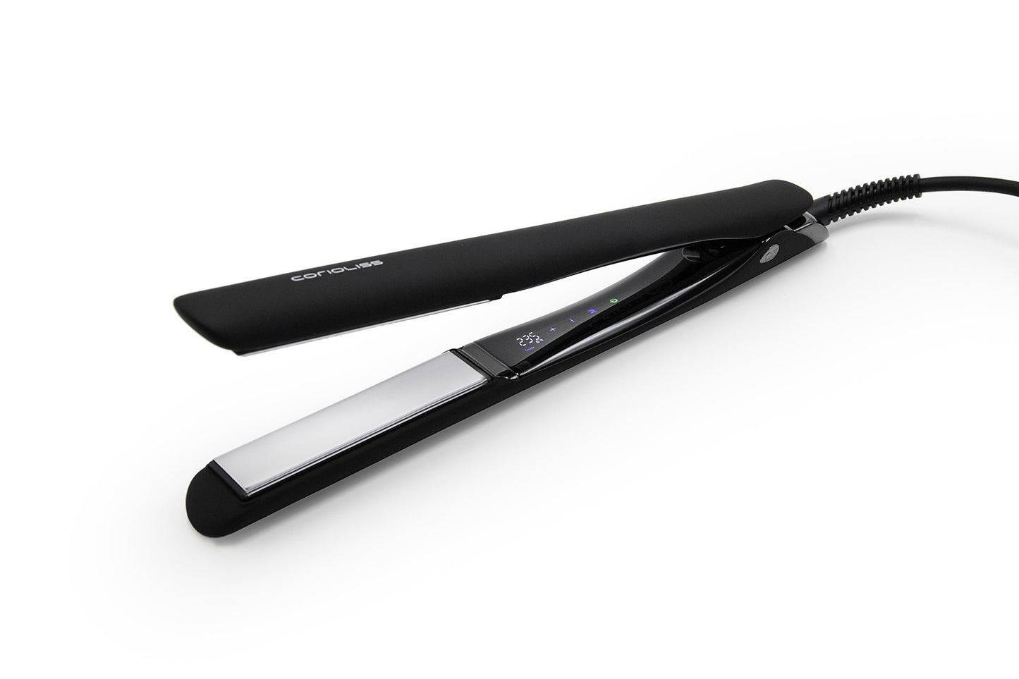 Професионална преса за коса с титаниеви плочки Corioliss C5 Black Soft Touch Chrome