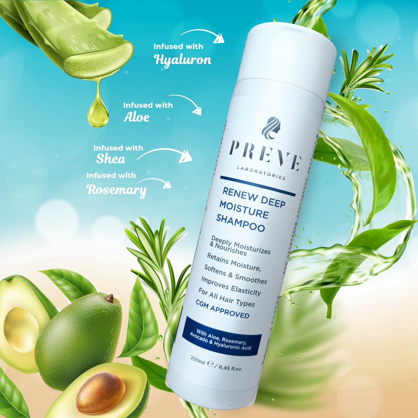 Дълбоко овлажняващ шампоан за суха коса с хиалурон Preve Laboratories Renew 250 ml