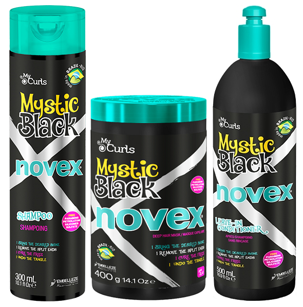 Комплект шампоан + маска+ Live-in за къдрави коси Novex Mystic Black