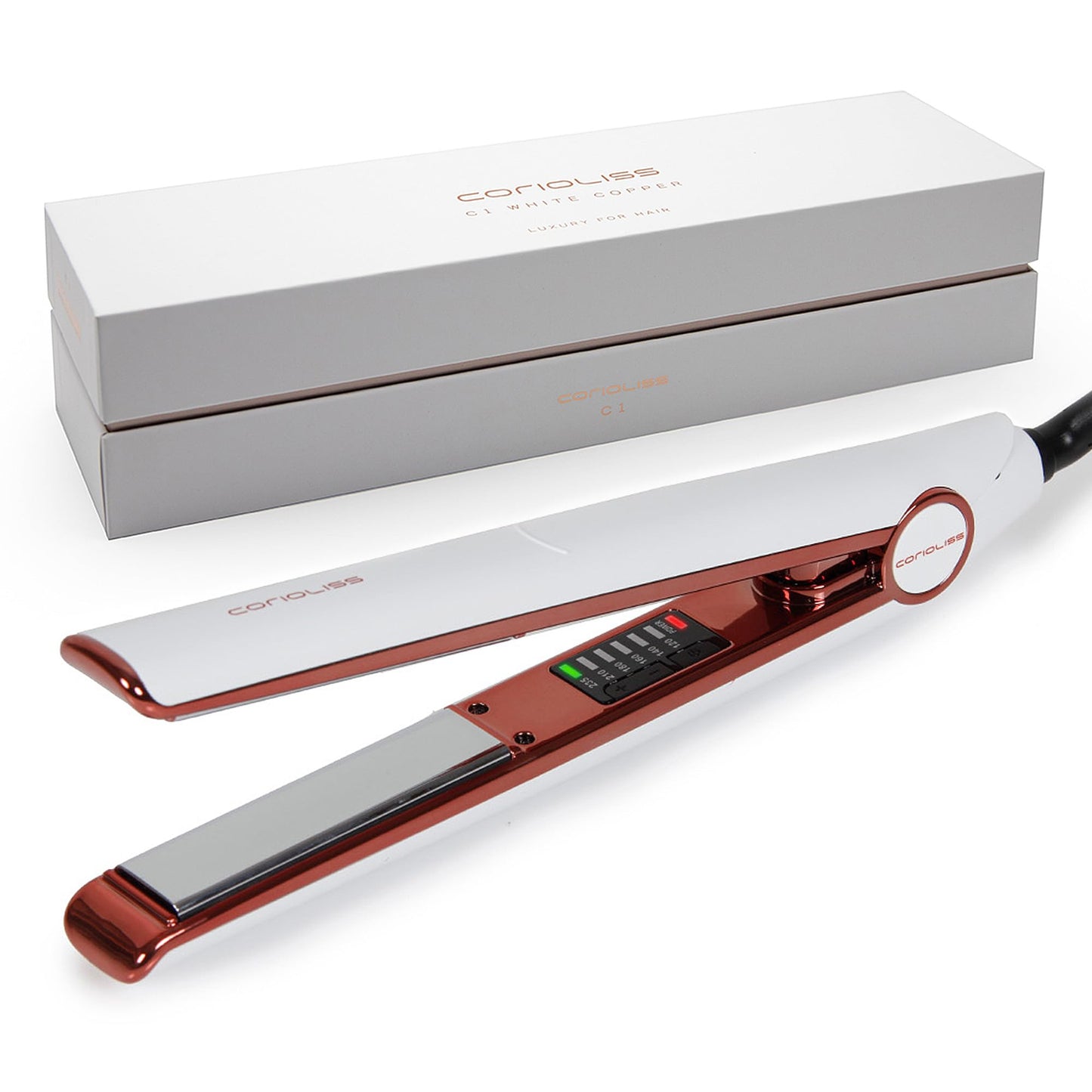 Професионална преса за коса Corioliss C1 Digital White Soft Copper
