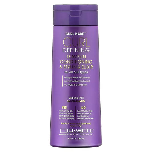Дефиниращ балсам и Стилизиращ еликсир без изплакване Giovanni Curl Habit Leave-In Elixir 250мл