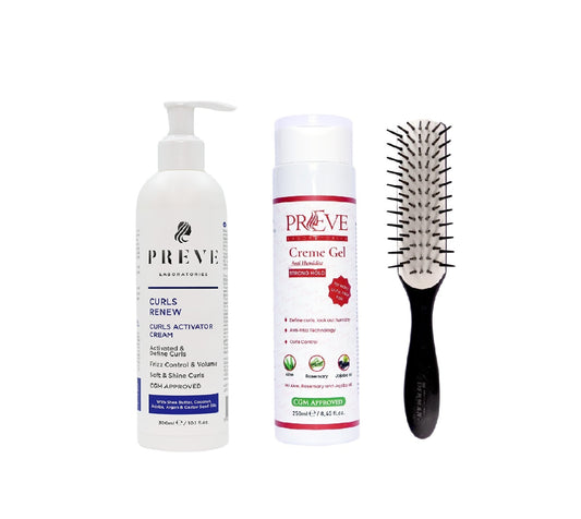 Комплект за къдрици крем активатор  + влагоустойчив крем гел Preve Laboratories + четка Denman D31 N