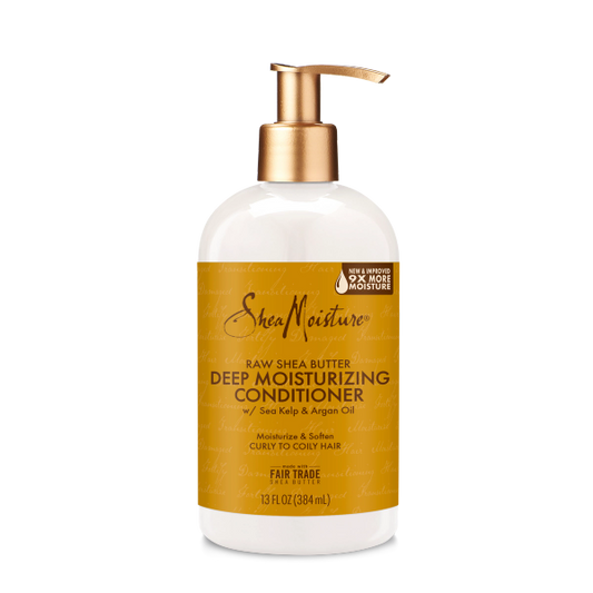 Дълбоко овлажняващ балсам за сухи чупливи и къдрави коси Shea Moisture RAW Shea Butter 384 ml
