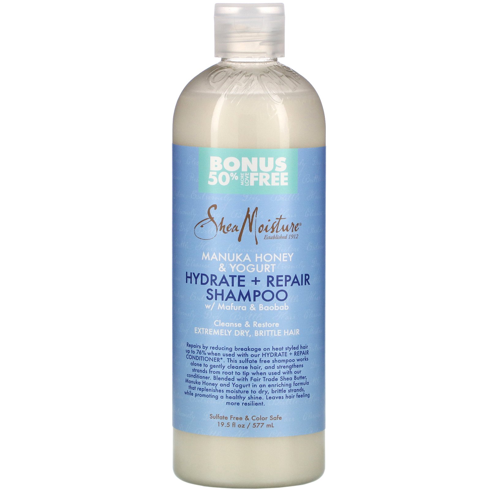 Shea Moisture Manuka Honey & Yogurt Shampoo Подхранващ почистващ шампоан за изключително суха чуплива и къдрава коса 577 ml