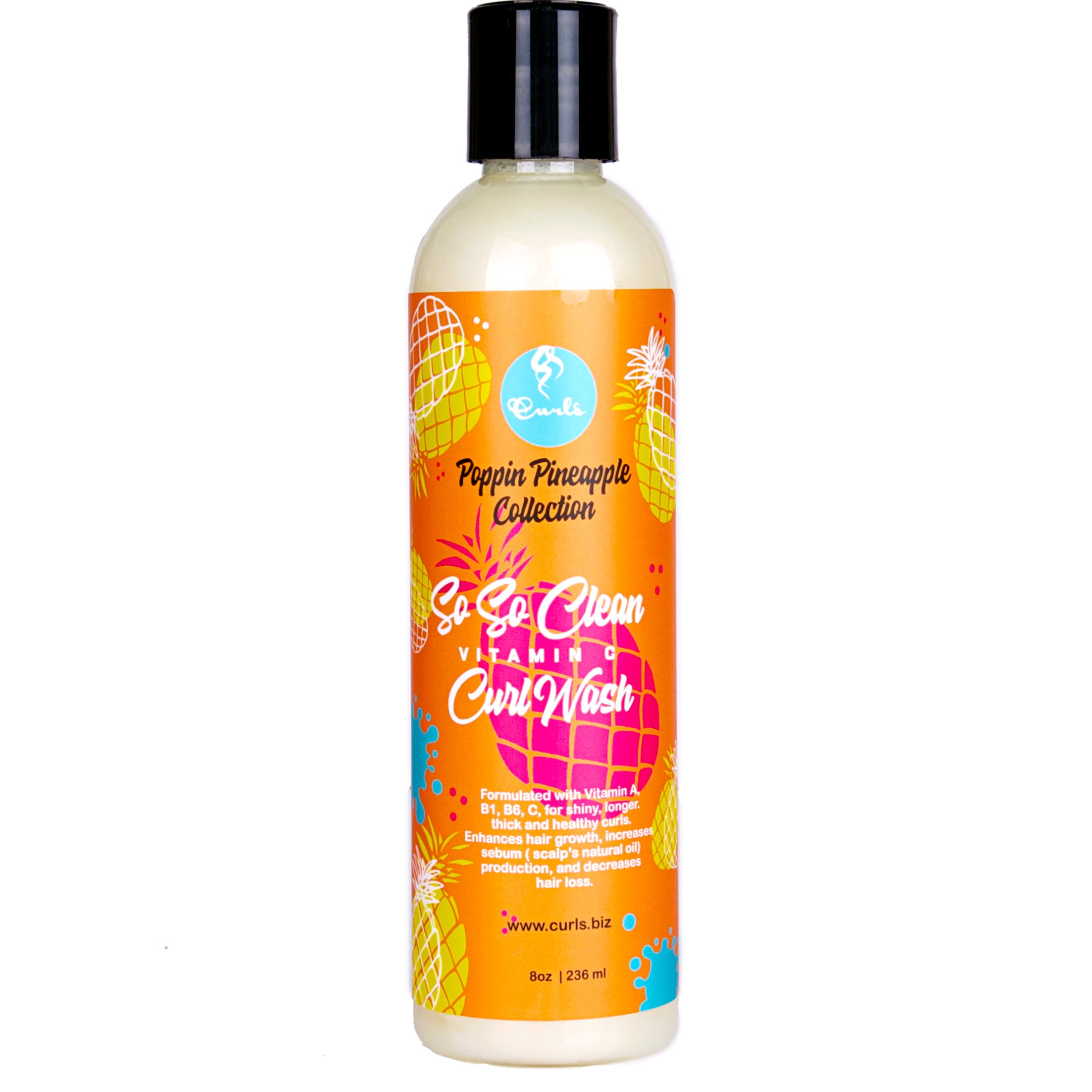 Почистващ кремообразен шампоан за чуплива и къдрава коса Curls So So Clean Vitamin C 236 мл